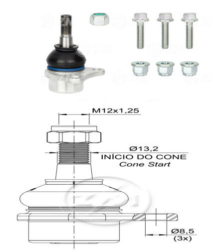 ROTULA SUSPENSION FIAT PALIO 1.4 1.6 1996-2000 SIENA 1.4 1.6 1996-2000 (BASTAGO ROSCADO)