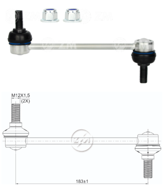 BIELETA BARRA ESTAB TRAS JEEP FIAT 500 1.4 2012-2016 JEEP RENEGADE 1.8 2.4 2015-2022 COMPASS 2.4 2006-2018 (L:183)