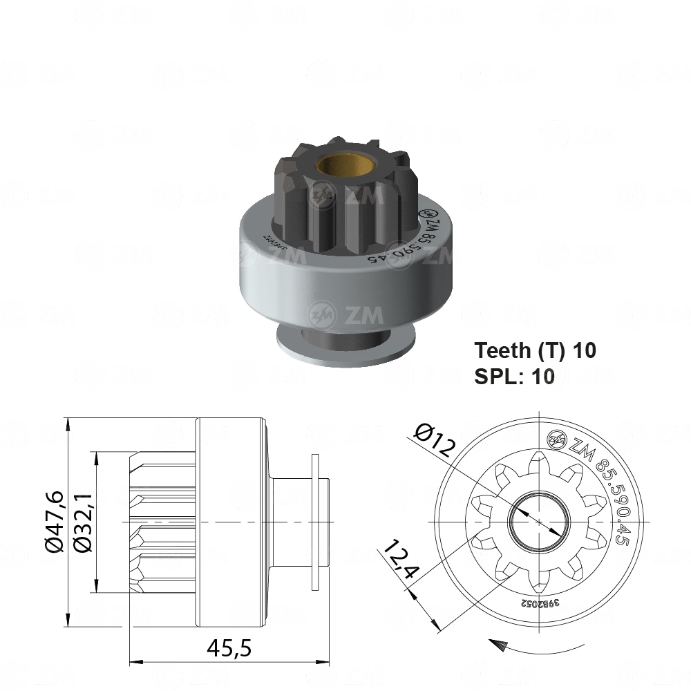 [858559045] BENDIX RENAULT TRAFIC MASTER TIPO VALEO 10D 45.50MM 10 ESTRIAS