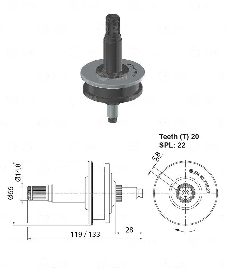 [858579022] BENDIX RELACIONADO MITSUBISHI CANTER SIN PIÑON 20D 119MM