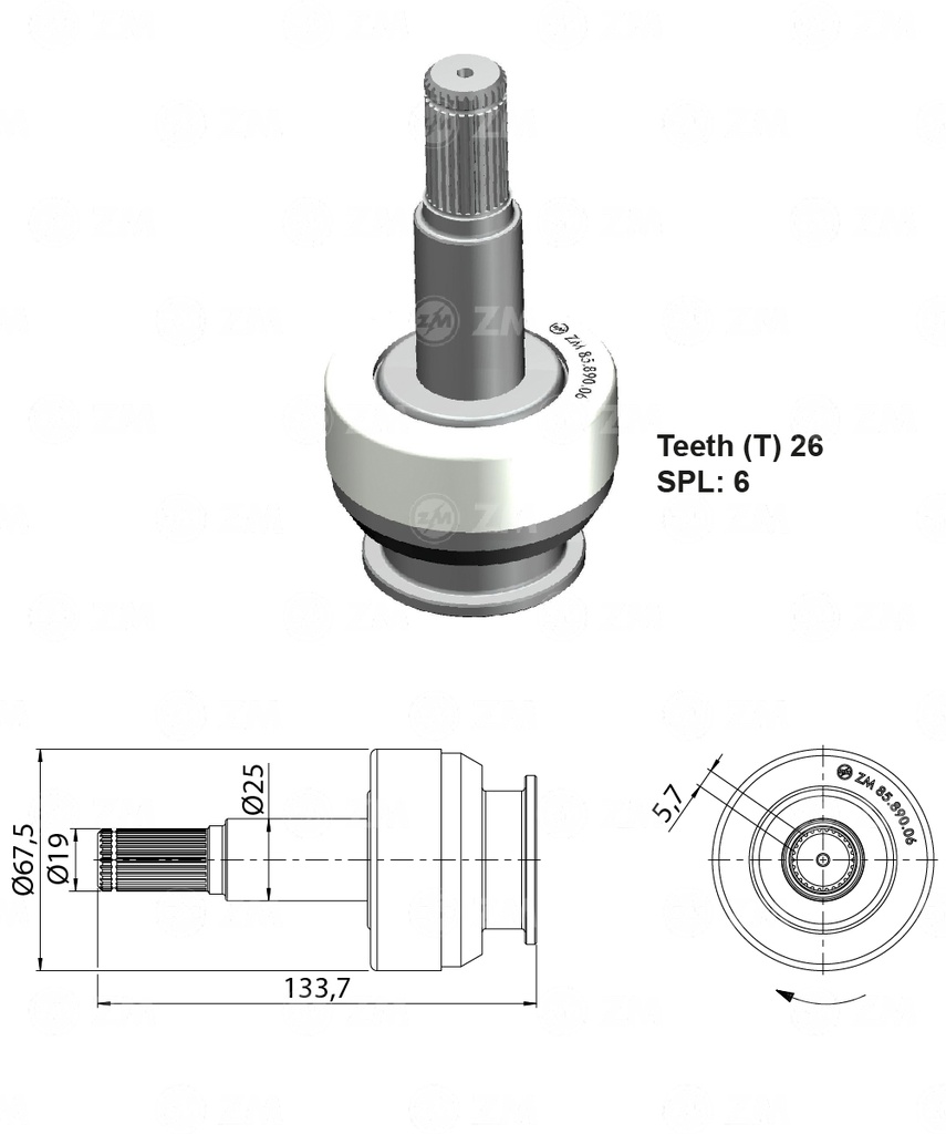 BENDIX RELACIONADO VOLVO RENAULT KERAX. 39MT EURO PIÑON 26D