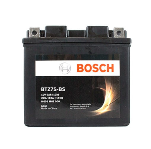 BATERÍA BTZ7S-BS HONDA(XRE300) HUSQVARNA(TE 310) YAMAHA(N-MAX155) 12V/6AH/CCA 100A M6/AGM 113*70*105MM MOTOCICLETA