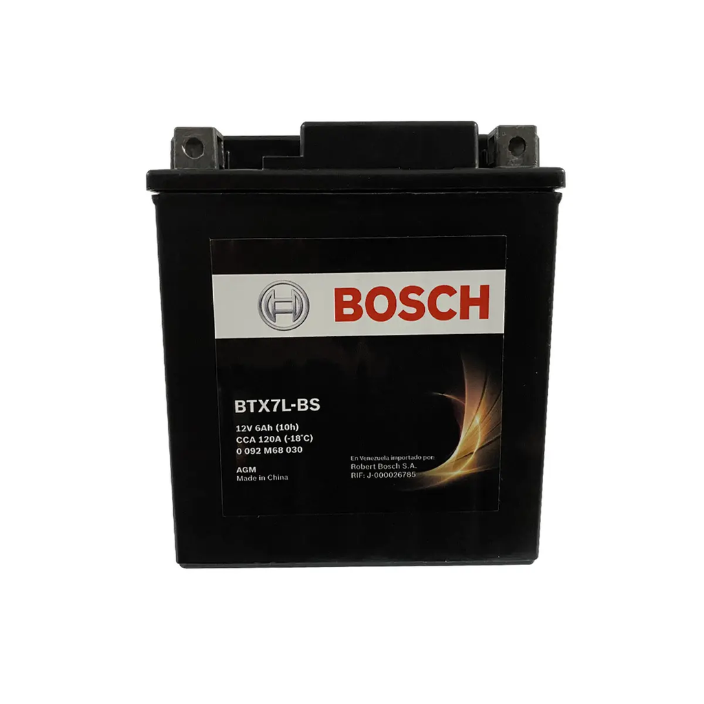 BATERIA BOSCH MOTOCICLETA M6/AGM 6 Ah - 120 CCA CAJA 7L-BS (120;7L-BS;D) L 113 AN 70 AL 130 CM