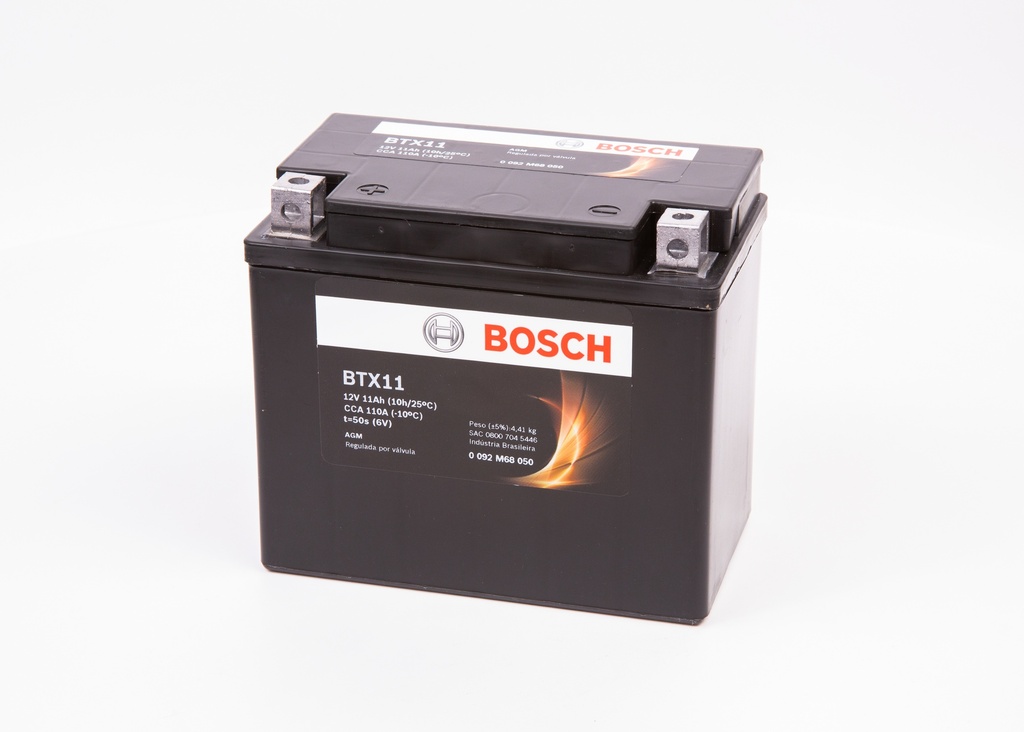 BATERIA BOSCH MOTOCICLETA M6/AGM 10 Ah - 180 CCA CAJA 12-BS (180;12-BS;IZ) L 150 AN 87 AL 130 CM