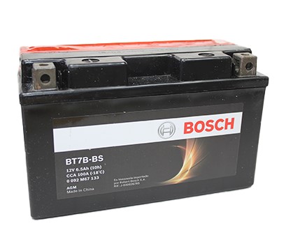 BATERIA BOSCH MOTOCICLETA M6/AGM 6,5 Ah - 100 CCA CAJA 7B-BS (120;7B-BS;IZ) L 150 AN 66 AL 93 CM