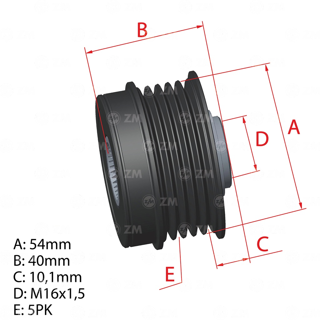 [5696.012.45] POLEA RUEDA LIBRE CHEVROLET ONIX TRACKER 1.0-1.2 TURBO