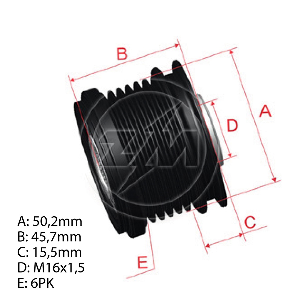 [5696.012.11] POLEA RUEDA LIBRE NISSAN SENTRA 1.8 08-12 VERSA TIIDA 1.8 11 6X16 535026510 56838