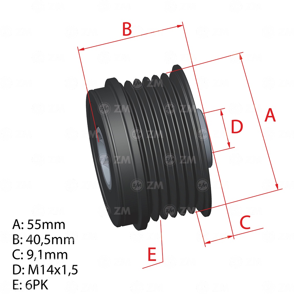 [5696.005.77] POLEA RUEDA LIBRE TOYOTA COROLLA AURIS 1.6 6X17 27415-0T020 21 22