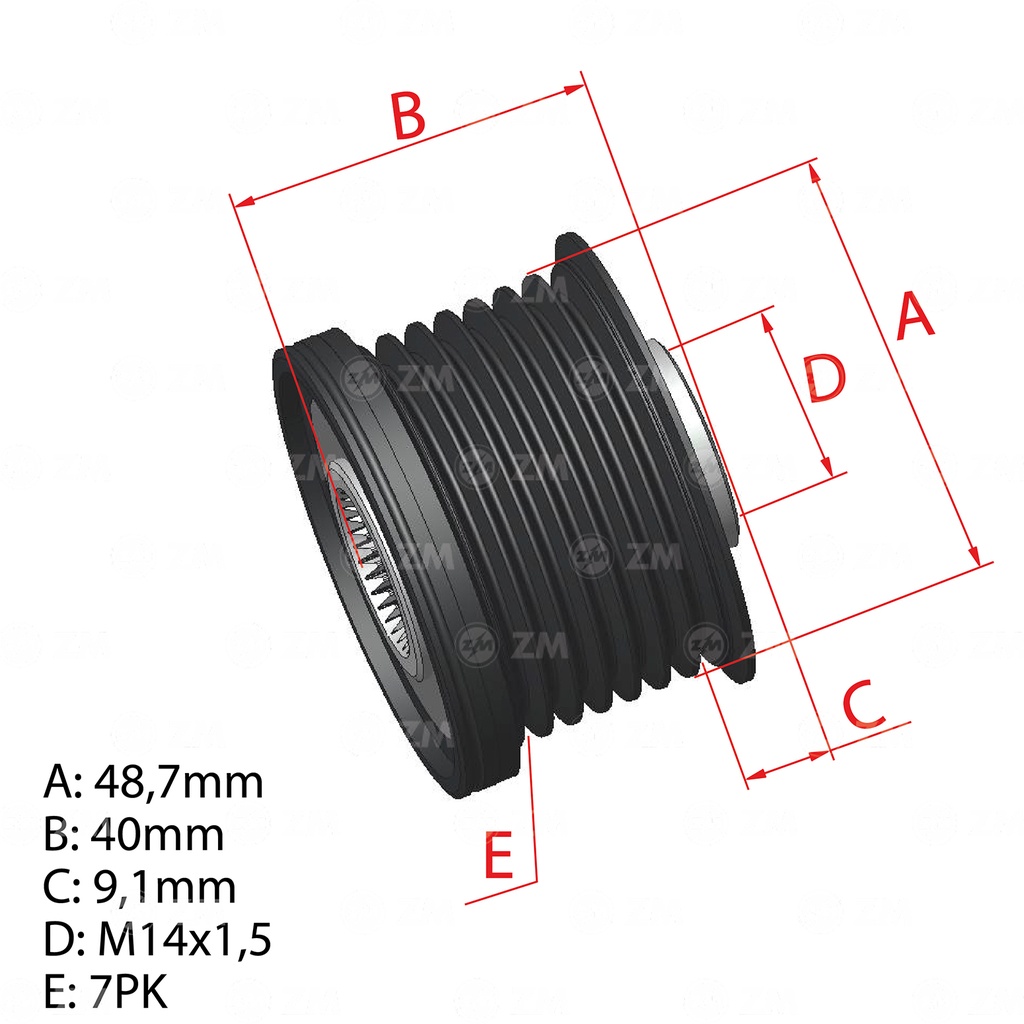 POLEA RUEDA LIBRE TOYOTA 4RUNNER 4.0 CAMRY 3.5 CROWN 3.0 RAV4 TARAGO 3.5 LEXUS ES350 7X14 274150W010 274150W130 333062