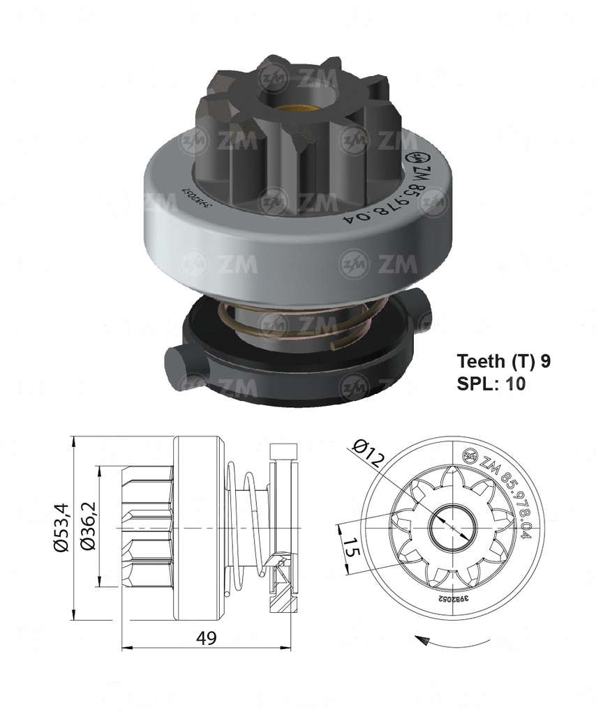 [858597804] BENDIX NISSAN FRONTIER BOSCH PIÑ 36.3MM L-49MM 9D