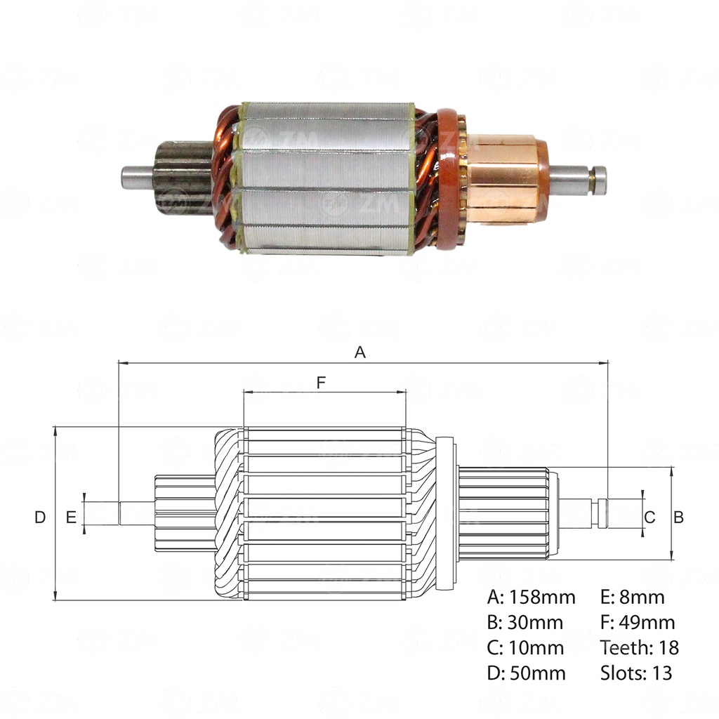 [438313001] INDUCIDO IVECO DAILY AUDI BMW TIPO BOSCH 12V 18 ESTRIAS 158mm 2.2KW