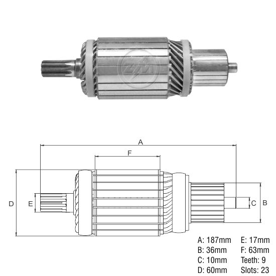 [438342102] INDUCIDO DE ARRANQUE CASE CARGADOR KIA BESTA 12V 2.8KW