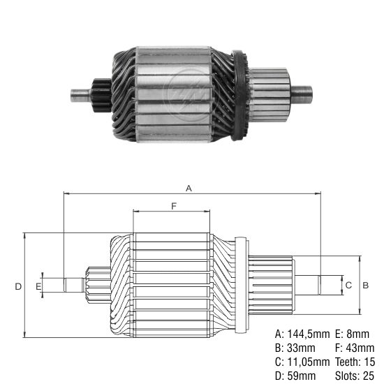 [438348001] INDUCIDO ARRANQUE AGRALE BUSETA MWM SERIES X10 Y229, FORD CARGO. 12V 3,3KW