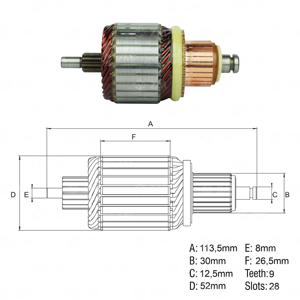 [438357132] INDUCIDO ARRANQUE MERDES BENZ, BMW, VOLKSWAGEN 12V 114 MM 9 ESTRÍAS(IND-07010)