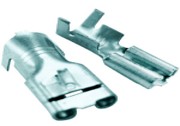 TERMINAL AMERICANO PLANO HEMBRA CON PIN,CUERPO GRUESO 1/4 DE ANCHO, 19MM DE LARGO, 0.4MM GRUESO DEL MATERIAL. 