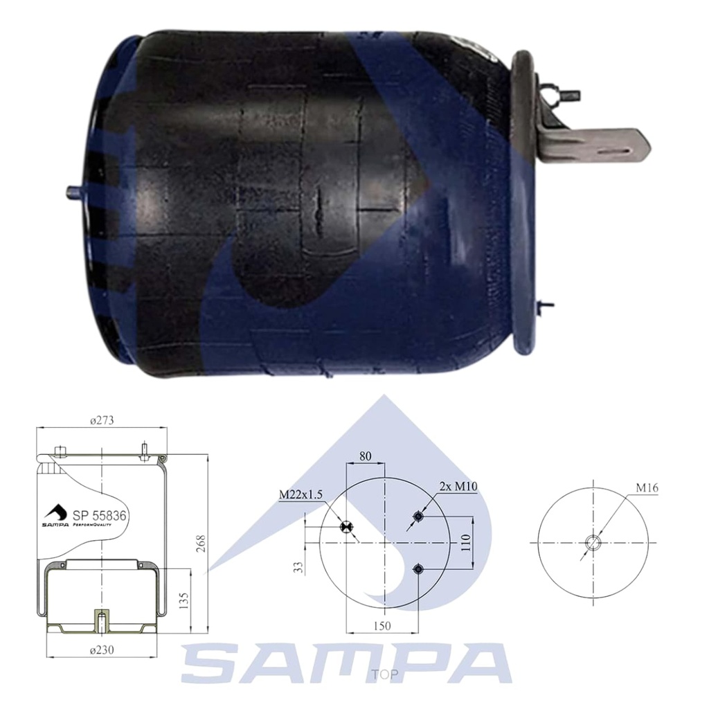 [66SP 55836-K10] BOMBONA SUPENSION TRAS DAF CF65, CF75, CF85 W01M588721 W01M588722
