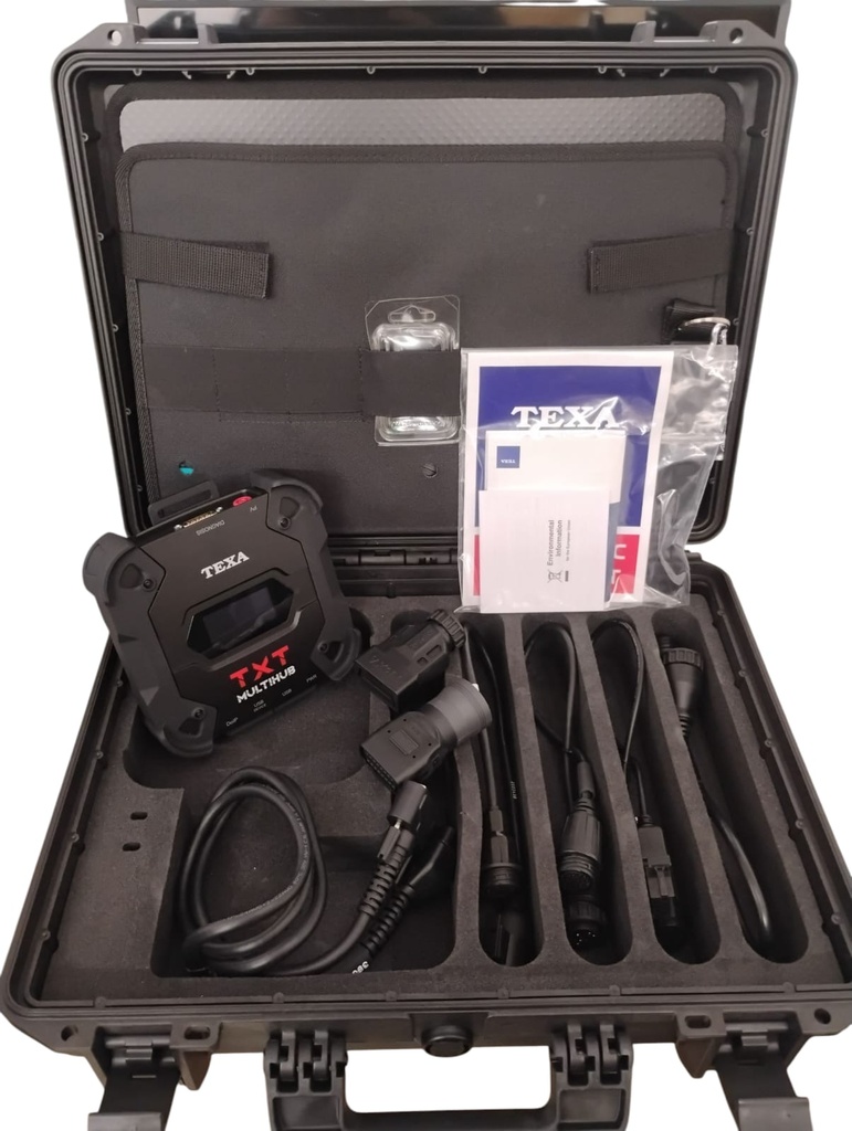 [05BR-TPMES0300] ESCANER MULTIMARCA NAVIGATOR TXT MULTIHUB CON SOFTWARE PARA CAMIONES (TRUCK) INCLUYE 6 CONECTORES: CABLE  PRINCIPAL DE 16 PINES (3909605) CONECTOR REDONDO DEUTZ 9 PINES (3905788) CONECTOR IVECO 30 PINES (3151/T02B)  CONECTOR SCANIA EURO 2 (3151/T08A) CONECTOR VOLVO 8 PINES (3151/T11B) CONECTOR MERCEDEZ BENX 14 PINES (3151/T09A) INCLUYE KIT DE ALIMENTACIÓN.