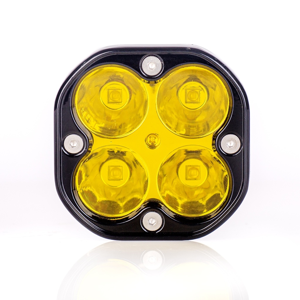 [LDS3SQ-0208- YELLOW] EXPLORADORA AUXILIAR LED DE 3" CUADRADA 4 LEDS DE 5W (4×5W) LUZ AMARILLA