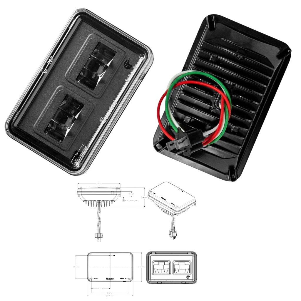 LAMPARA SERIE 37, LED, 4 X 6, RECTANGULAR, 2 DIODOS, TRANSPARENTE, LENTE DE POLICARBONATO, CABLEADO, LUZ BAJA, FARO LED DIRECTO
