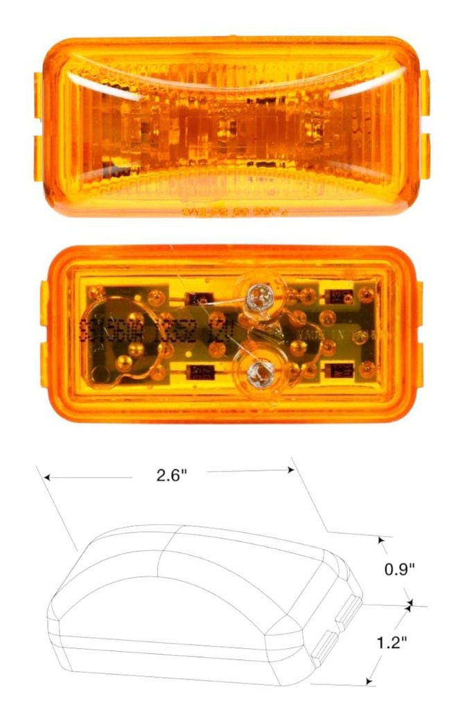 LUZ DE GÁLIBO DE SEÑALIZACIÓN, LED, RECTANGULAR AMARILLA, 3 DIODOS, P2, PL-10, 12V