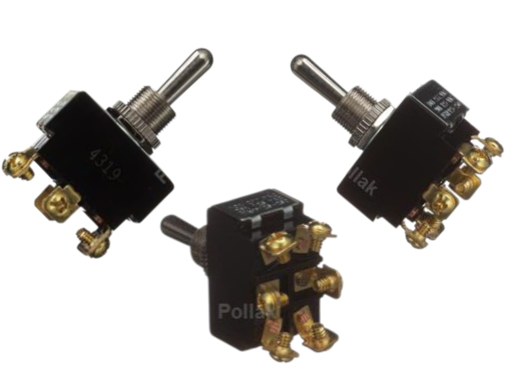 SWITCH LUCES CODILLO ON-OFF-ON 6C 30A TORNILLO CORTO 1.0"