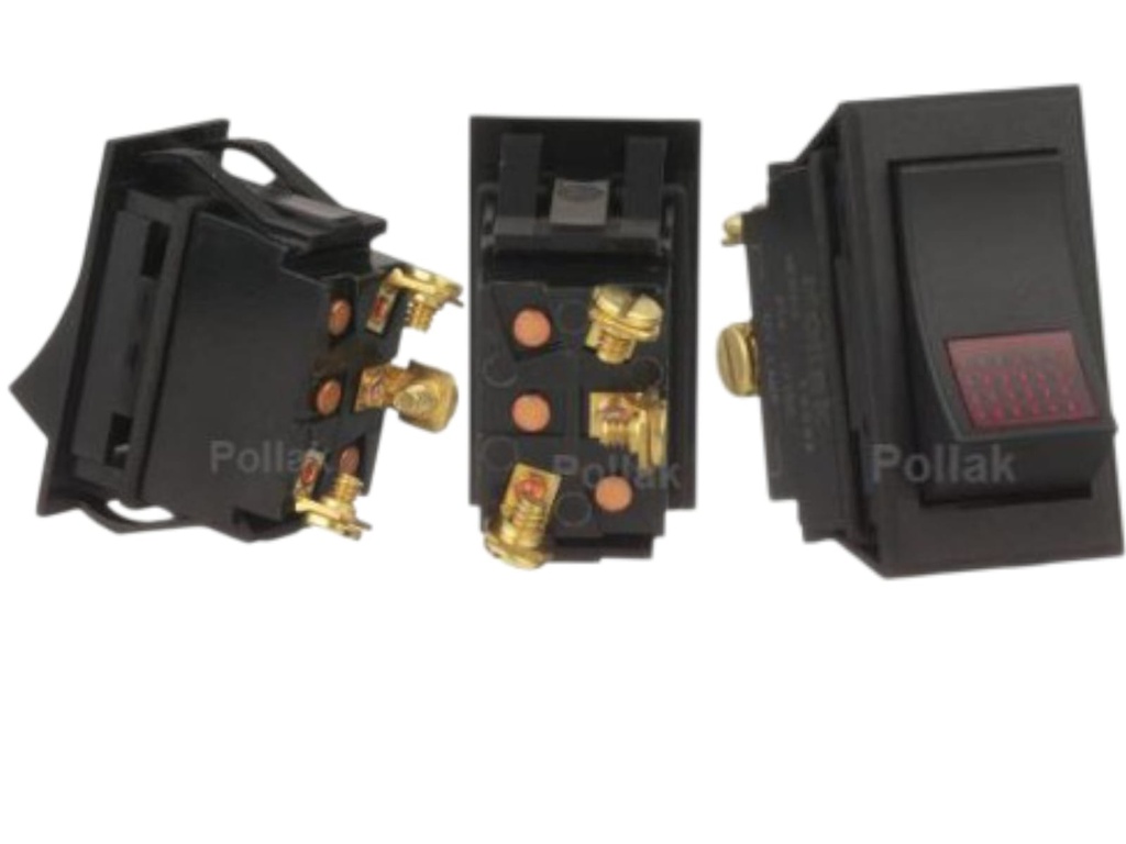 [PK34305P] SWITCH TECLA PILOTO ROJO ON-OFF 3C TORNILLO HAVY DUTY