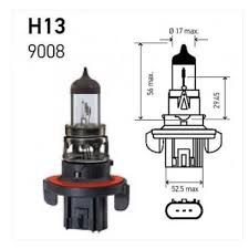 BOMBILLO HALOGENO H13 P26.4T 12V 55/60W FARO STD CAJA X UNIDAD 9008