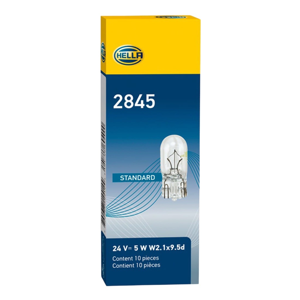 BOMBILLO INCANDESCENTE 2845 W5W W2.1X9.5D 24V T3.25  X UNIDAD EMPAQUE CAJA X 10