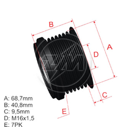 [5696.000.09] POLEA RUEDA LIBRE DODGE RAM 2500 3500 LAND ROVER DISCOVERY III RANGE ROVER 2.7 8X16 051383490AA 053034049AA F00M991252 5519