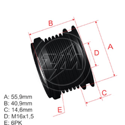 [5696.000.29] POLEA RUEDA LIBRE AUDI A3 96-01SKODA OCTAVIA COMBI VOLKSWAGEN BORA GOLF IV NEW BEETLE SEAT ALHAMBRA 16X6 038903119 F00M991388 5383