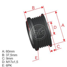 [5696.010.02] POLEA RUEDA LIBRE MAZDA 626 1.8 2.0 MX3 1.8 MX6 2.5 KIA CLARUS MITSUBISHI 17X6 GY0211W11A OK29T18300 5419