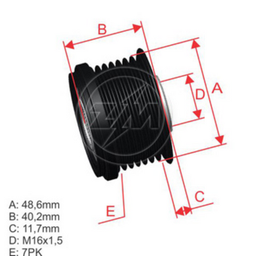 [5696.012.08] POLEA RUEDA LIBRE NISSAN XTRAIL QASHQAI RENAULT DUSTER SCENIC MEGANE TRAFIC 16X7 8200489514 VKM03615 5562