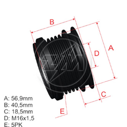 [5696.012.25] POLEA RUEDA LIBRE HYUNDAIACCENT ELANTRA GETZ I10 I20 I30 KIA CERATO PICANTO 1.1 05 SOUL 1.6 8X16 595286 26555507 37322-2A000