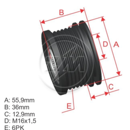 [5696.000.12] POLEA RUEDA LIBRE AUDI A3 A4 A6 SEAT ALHAMBRA SKODA OCTAVIA VW VOLKSWAGEN GOLF V VI TIGUAN 6X16 06B903119B 593778