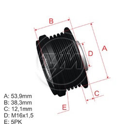 [5696.012.19] POLEA RUEDA LIBRE FIAT PALIO 1.8 03 STILO 1.8 03 CORSA EVOLUTION 1.0 02 5X16 93387684 F565973 85595575 2494258