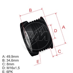 [5696.000.44] POLEA RUEDA LIBRE RENAULT LAGUNA II MEGANE II 1.9 VOLKSWAGEN GOLF PLUS 1.6 6X16 F00M147767 F00M147957