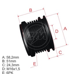 [5696.000.54] POLEA RUEDA LIBRE VOLVO S60 S80 V60 V70 XC60 2.0 10-11 FORD GALAXY 2.0 6X16 31285489 F00M349903 F00M391150