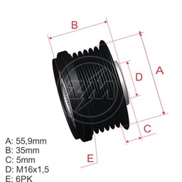 [5696.012.34] POLEA RUEDA LIBRE AUDI A4 A5 A6 A7 A8 Q5 Q7 VOLKSWAGEN AMAROK 3.0 TOUAREG 3.0 10 6X16 059903119G 059903119H F00M349911 2604159 2612688