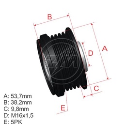 [5696.012.35] POLEA RUEDA LIBRE CHEVROLET CRUZE 1.4 ASTRA 1.4 5X16 5579927 55580127 F56324803