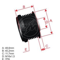 [5696.012.64] POLEA RUEDA LIBRE HYUNDAI IX55 3 0 KIA MOHAVE BYD M6 7X16 373213A010 2655601
