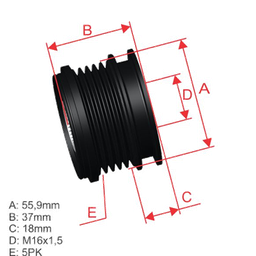 [5696.000.06] POLEA RUEDA LIBRE SKODA FELICIA I II KOMBI 1.9VOLKSWAGEN POLO R:5 RD: 56.2 ID: 17.06 W42.40 OD1 61 16X5 028903119AP VKM03109 5384