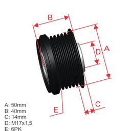 [5696.000.07] POLEA RUEDA LIBRE AUDI A1 A2 A3 A4 A6 Q3 SEAT IBIZA 1.2 SKODA FABIA 1.2 1.4 1.6 VOLKSWAGEN BORA FOX JETTA 16 X 6 F00M599534 5377