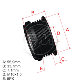 [5696.000.13] POLEA RUEDA LIBRE AUDI A4 A6 SKODA SUPERB 2.0 PASSAT 1.6 1.8 CC 16X5 038903119P VKM03113 5376