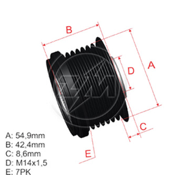 [5696.005.13] POLEA RUEDA LIBRE TOYOTA CAMRY 2 4 PREVIA RAV4 II RAV4 III 2 4 SUZUKI GRAND VITARA DENSO 274150W040 274150W041 021040-1550 5502