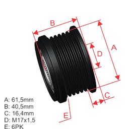 [5696.005.26] POLEA RUEDA LIBRE FIAT BRAVA PALIO 1.9 PUNTO 1.6 1.9 CHEVROLET OPEL ASTRA H 1.9 ZAFIRA B 1.9 6X17 9948513 93182514 5576