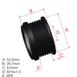 [5696.012.02] POLEA RUEDA LIBRE NISSAN ALTIMA 2.5 SENTRA 2.5 XTRAIL T30 02 RENAULT KOLEOS 6X16 23151JA02A 2650319