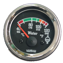 [16277328] MARCADOR TEMPERATURA AGUA ELECTRICO 12V 40Ø-120Ø ESCALA COLOR ARO CROMADO