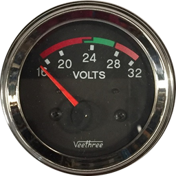 [16220947] VOLTIMETRO 52MM 24V ESCALA 16-32 ARO CROMADO