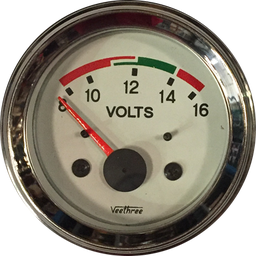 [16227006] VOLTIMETRO 52MM 12V ESCALA 8-16 COLOR TABLERO BLANCO ARO CROMADO