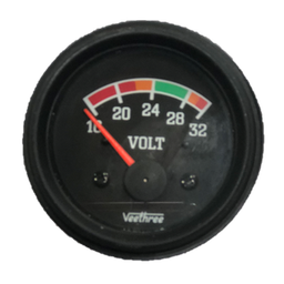 [16227107] VOLTIMETRO 52MM 24V ESCALA 16-32 ESCALA COLOR TABLERO NEGRO ARO NEGRO
